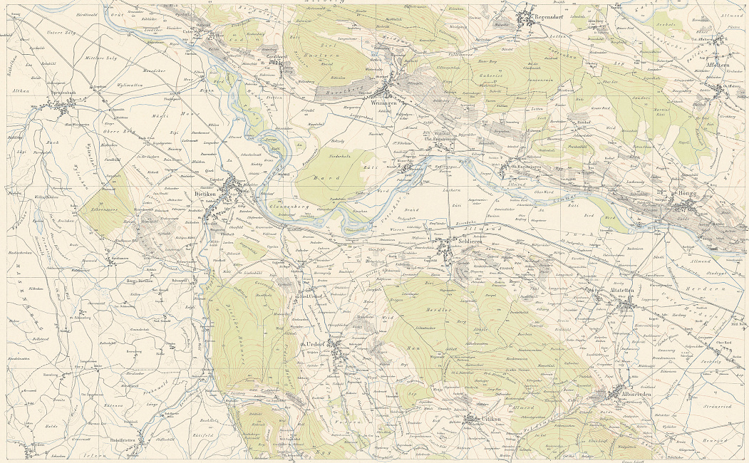 Karten 1:25'000 von Johannes Wild, Richterswil, erstellt 1843-18