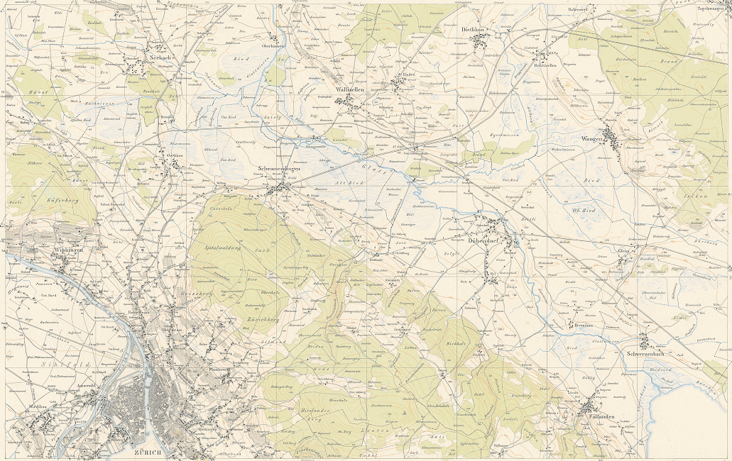 Karten 1:25'000 von Johannes Wild, Richterswil, erstellt 1843-18